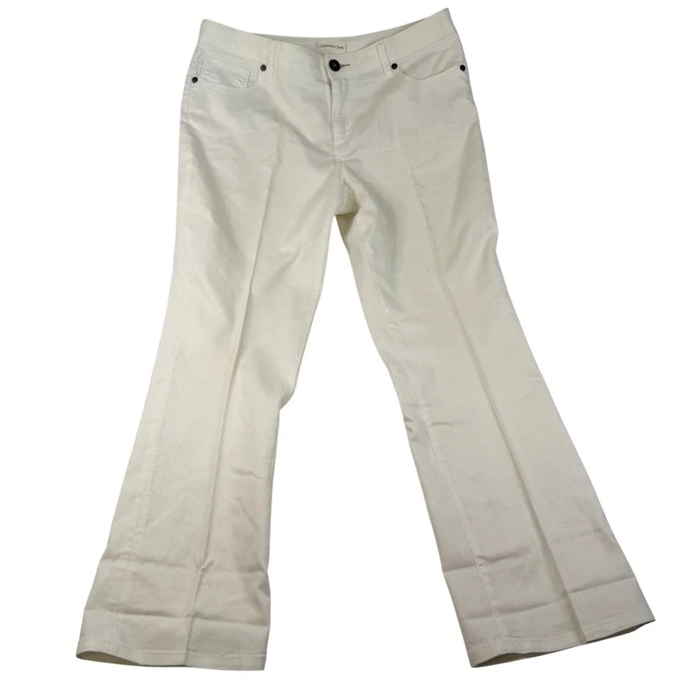 Coldwater Creek Womens White Straight Leg Twill Pants Size 14 Five Pocket Casual